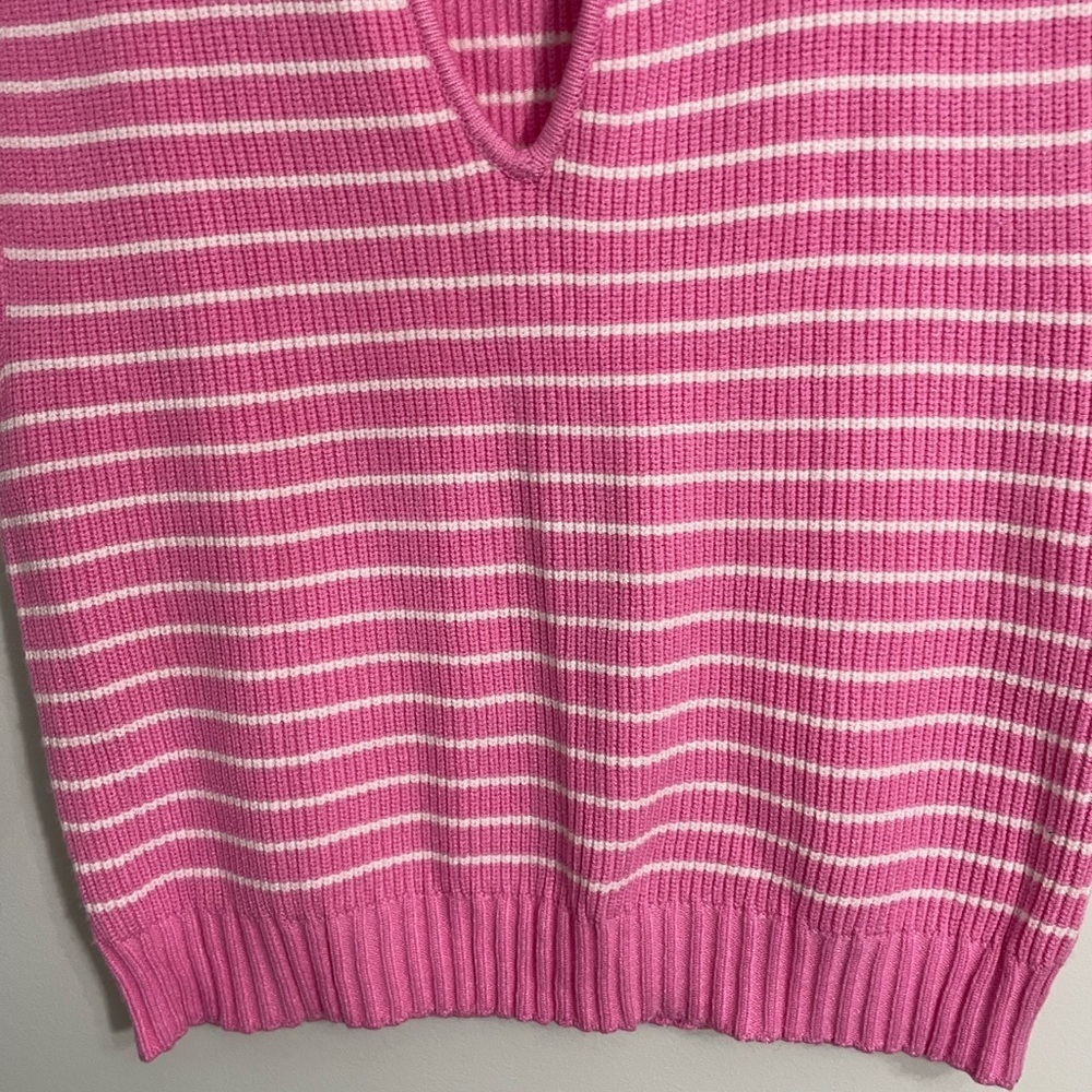 Illusory Pink Striped Sleeveless Blouse Size Large CB-AQ - Picture 4 of 5